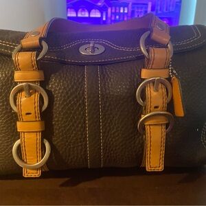 Coach Black and Tan Leather Satchel